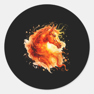 Fire golden horse of the year chinese new year 202 classic round sticker