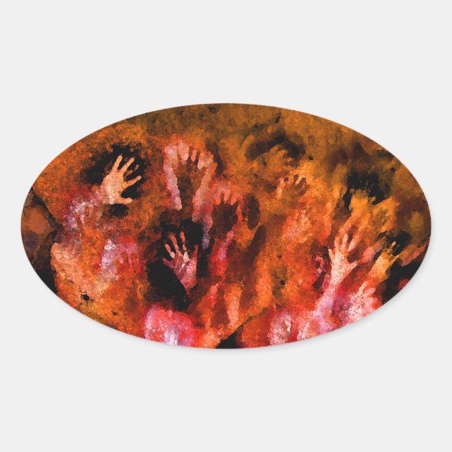 Fire Hands Oval Sticker (Front)