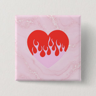 Fire Heart 15 Cm Square Badge