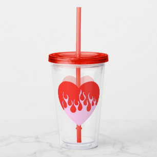 Fire Heart Acrylic Tumbler