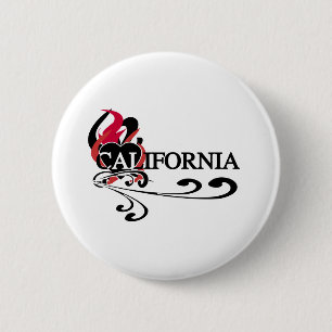 Fire Heart California 6 Cm Round Badge