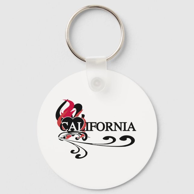 Fire Heart California Key Ring (Front)