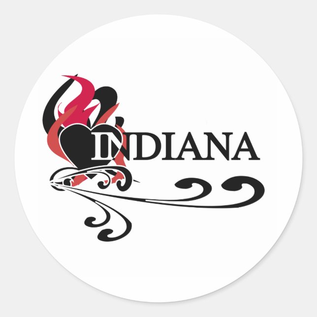 Fire Heart Indiana Classic Round Sticker (Front)