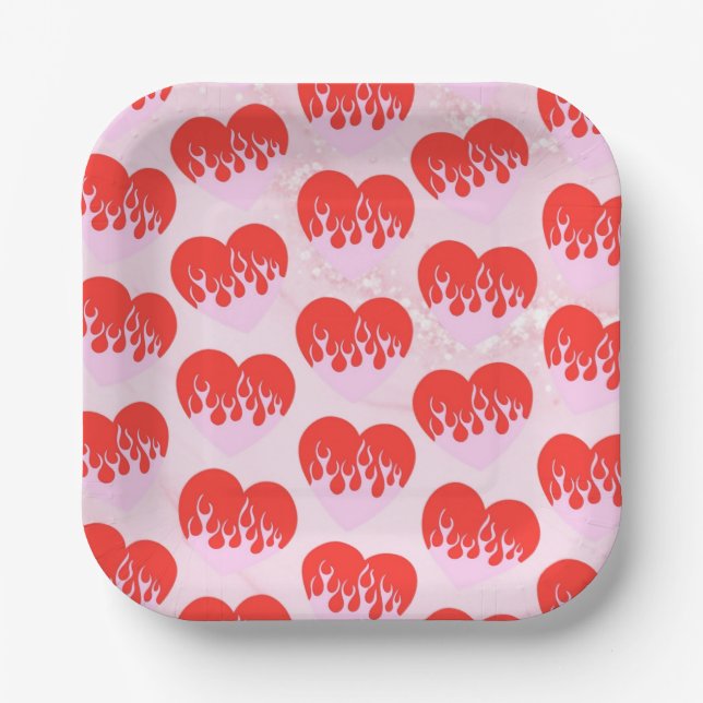 Fire Heart Paper Plate (Front)