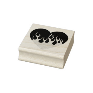 Fire Heart Rubber Stamp