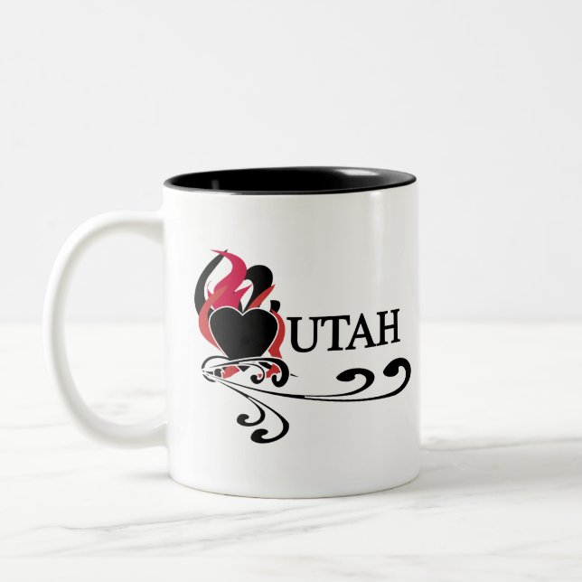 Fire Heart Utah Two-Tone Coffee Mug (Left)