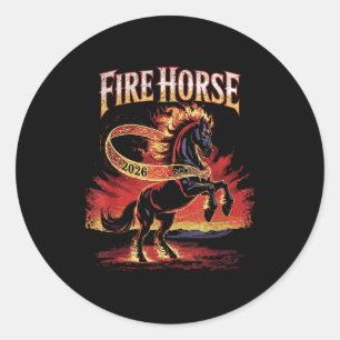Fire Horse 2026 Zodiac Art Chinese New Year Classic Round Sticker