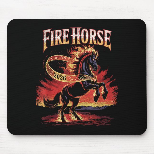 Fire Horse 2026 Zodiac Art Chinese New Year  Mouse Pad (Front)