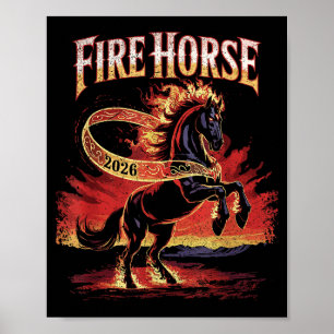 Fire Horse 2026 Zodiac Art Chinese New Year  Poster
