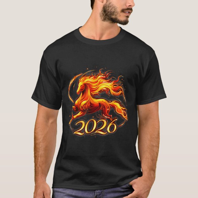 Fire Horse Chinese Zodiac Symbol 2026 Lunar New Ye T-Shirt (Front)