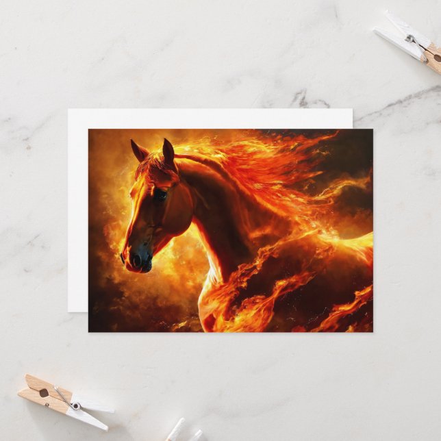 fire horse, horse, animals, flame, fire invitation (Front/Back In Situ)