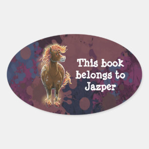 Fire Horse Lable Oval Sticker