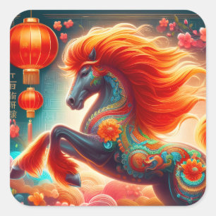 Fire Horse Square Sticker