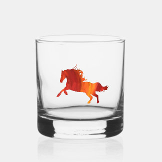Fire horse Sticker Whiskey Glass