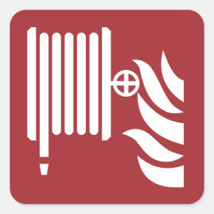 Fire Hose Reel Safety Sign Square Sticker