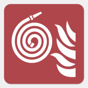 Fire Hose Safety Sign Square Sticker