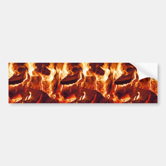 FIRE HOT EMBERS FLAMES RED ORANGE BLACK PHOTOGRAPH BUMPER STICKER (Front)