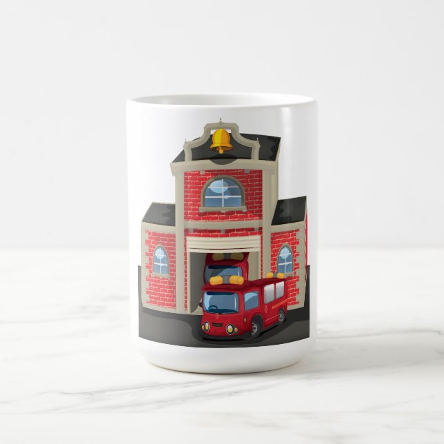 Fire House and Fire Truck Coffee Mug (Center)
