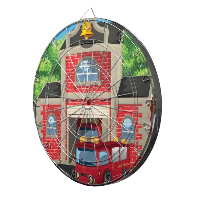 Fire House and Fire Truck Dartboard (Front Right)