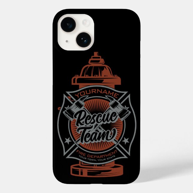 Fire Hydrant ADD NAME Fire Fighter Rescue Team Case-Mate iPhone Case (Back)