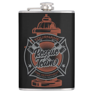 Fire Hydrant ADD NAME Fire Fighter Rescue Team Hip Flask