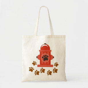 Fire Hydrant and paw prints Tote Bag