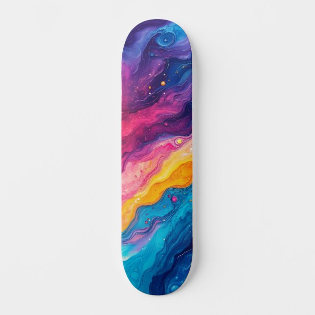 Fire & Ice Abstract Paint Skateboard (Front)