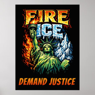 FIRE ICE Anti-ICE Protest Sign, Download,    Poster