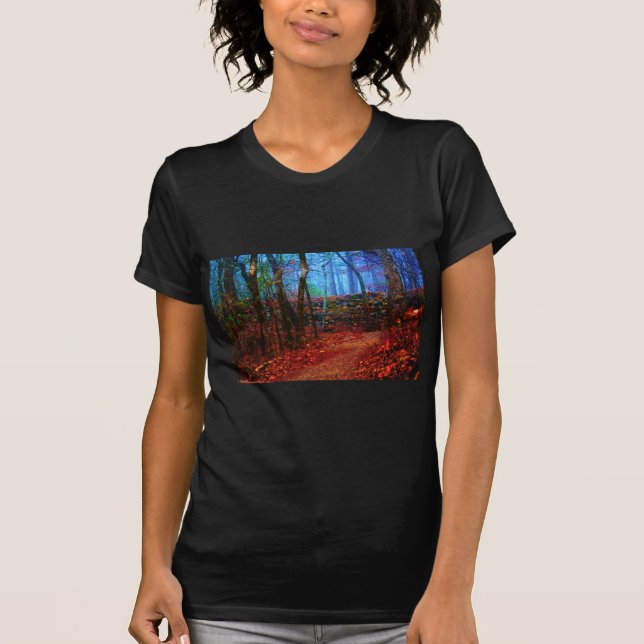 Fire & Ice Forest Oil Painting Gifts Apparel T-Shirt (Front)