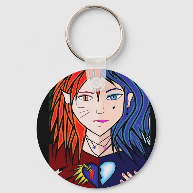 Fire Ice girl animates Key Ring (Front)