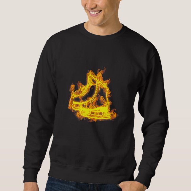 Fire Ice Skates Flaming Ice Skating Skater Sweatshirt (Front)