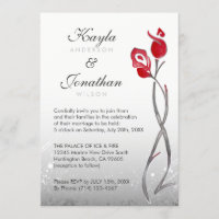 Fire & Ice Wedding Invitations | Silver Red Roses