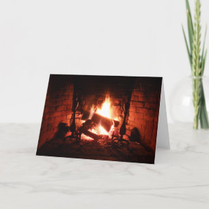Fire in the Fireplace Burning Brightly Card