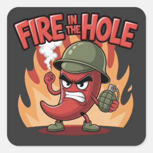 Fire in the Hole Spicy Chilli Pepper Funny Food Square Sticker