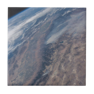 Fire In Yosemite National Park & Stanislaus Forest Ceramic Tile