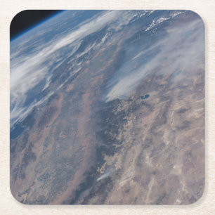 Fire In Yosemite National Park & Stanislaus Forest Square Paper Coaster