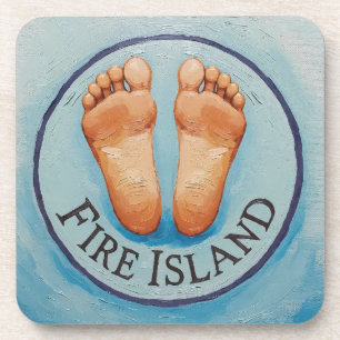 Fire Island barefoot & fancy free! Funny host gift Coaster