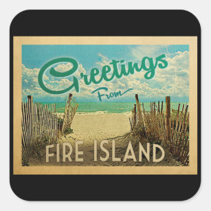 Fire Island Beach Vintage Travel Square Sticker