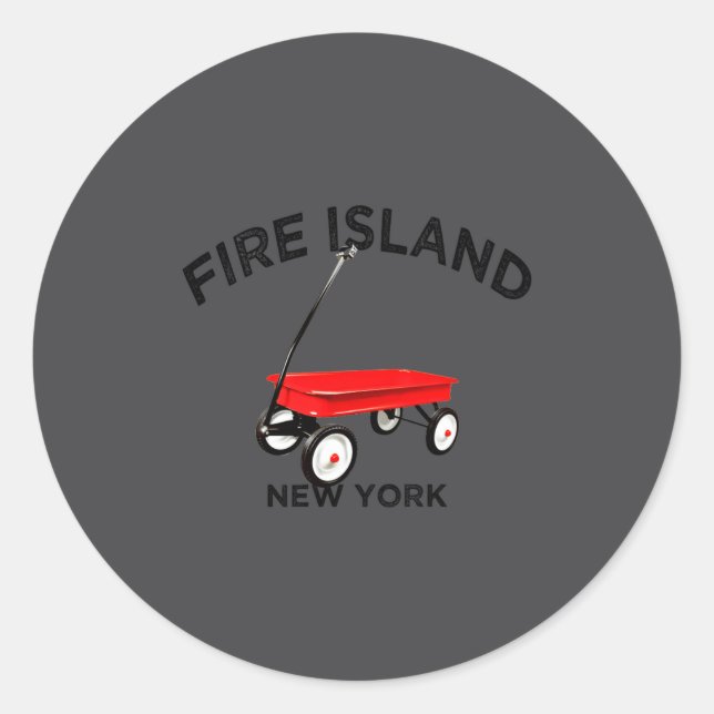 Fire Island Large Version Red Wagon Long Island Ny Classic Round Sticker (Front)