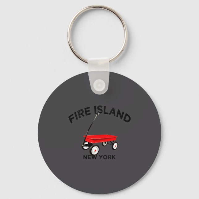 Fire Island Large Version Red Wagon Long Island Ny Key Ring (Front)