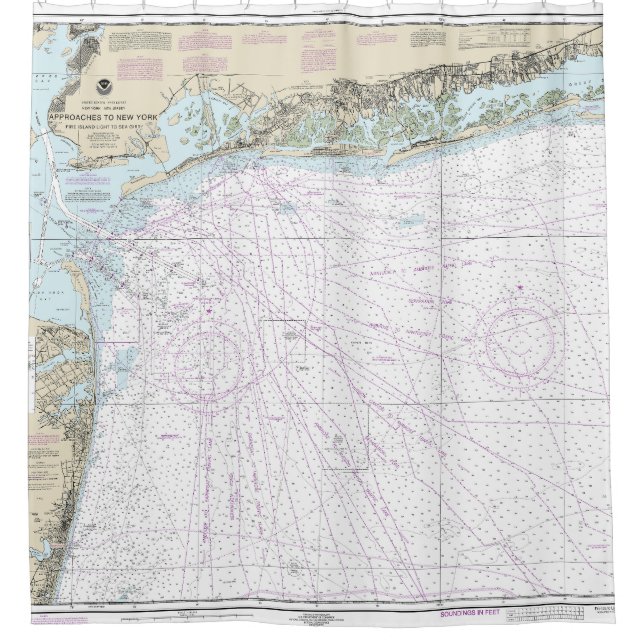 Fire Island Light to Sea Girt Nautical Chart 12326 Shower Curtain (Front)