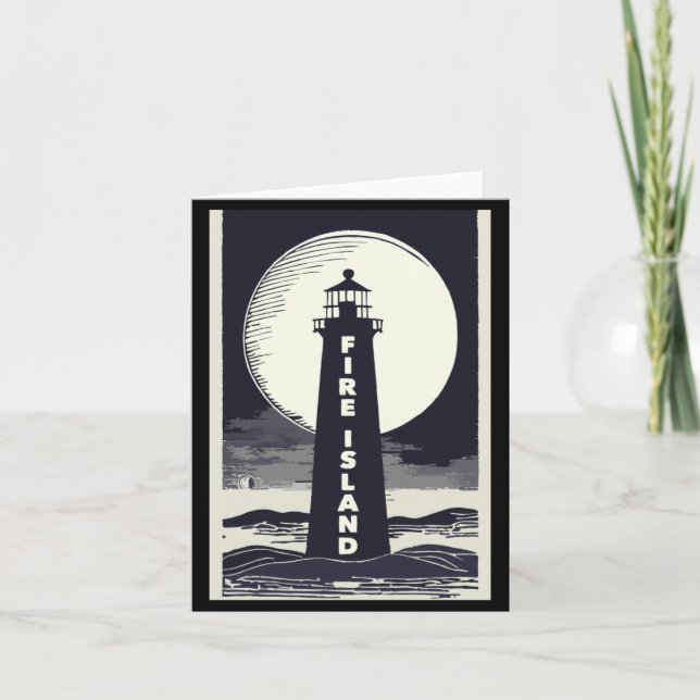 Fire Island Lighthouse New York Moon  Card (Front)