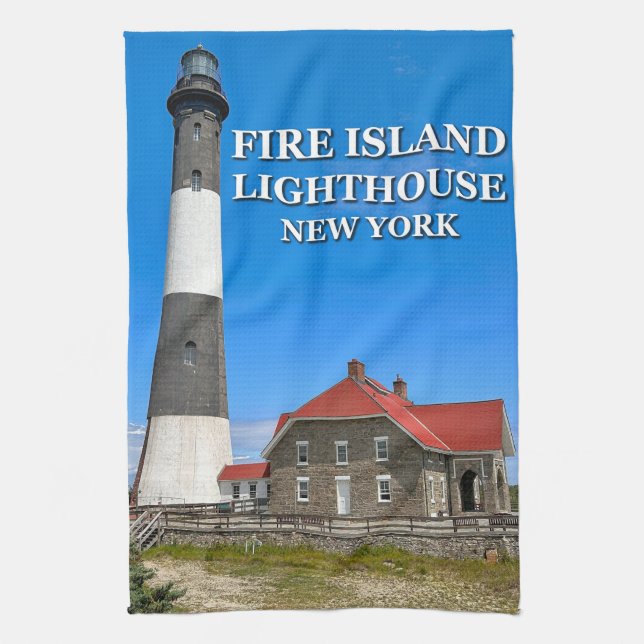 Fire Island Lighthouse, New York Tea Towel (Vertical)