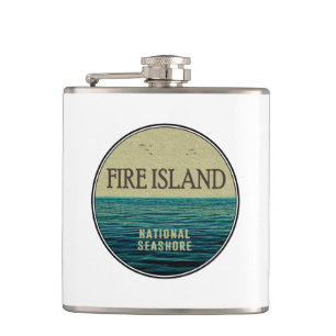 Fire Island National Seashore New York Ocean Birds Hip Flask