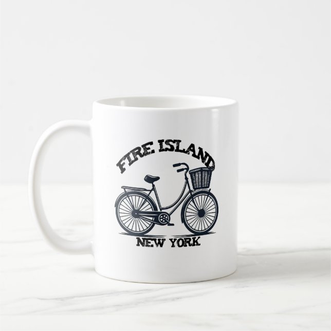 FIRE ISLAND NEW YORK bicycle with basket bike  Coffee Mug (Left)