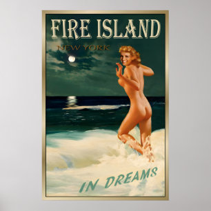 Fire Island New York Marilyn Monroe Beach Travel Poster