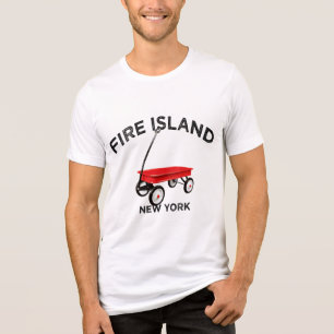 Fire Island red wagon New York summer vacation LI Tri-Blend Shirt
