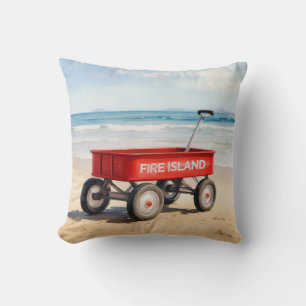 Fire Island red wagon sandy beach LI New York Cushion