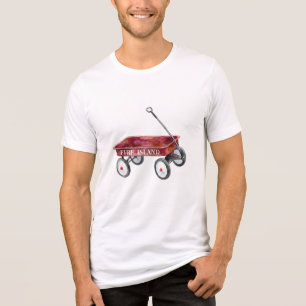 Fire Island Red Wagon Watercolor Beach Vacation Tri-Blend Shirt