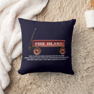 Fire Island retro red wagon beach summer vacation Cushion